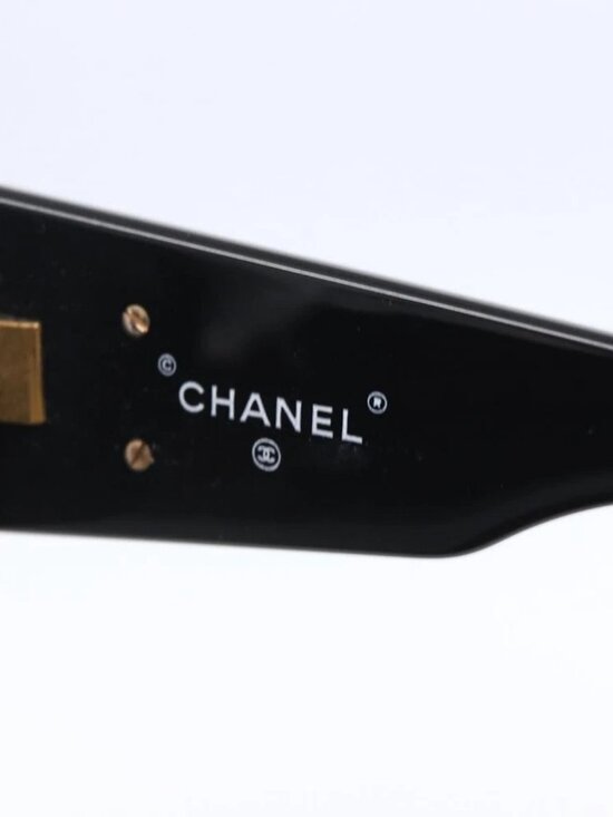 CHANEL COCO Mark Sunglasses plastic Black CC Auth 151144 main image 11